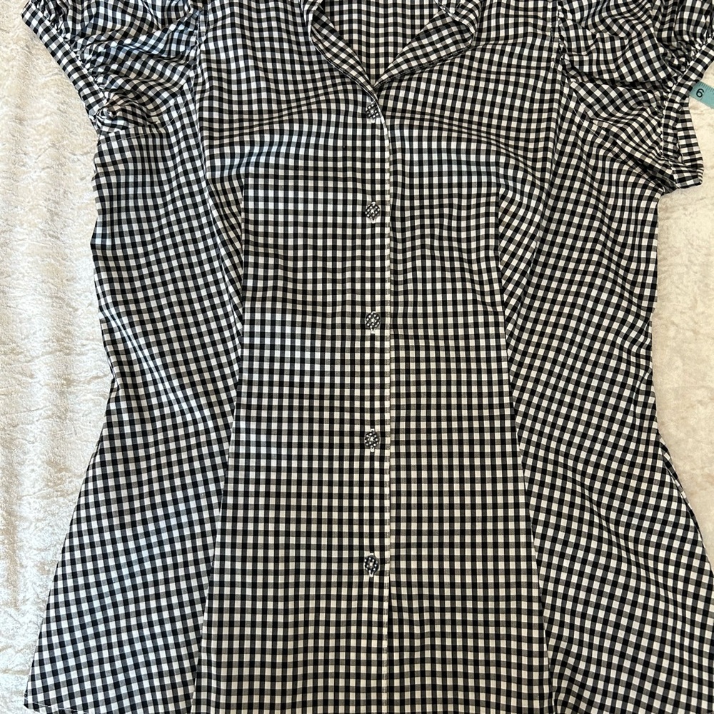 Gingham Bubble Capped Short Sleeve Button Down - image 8